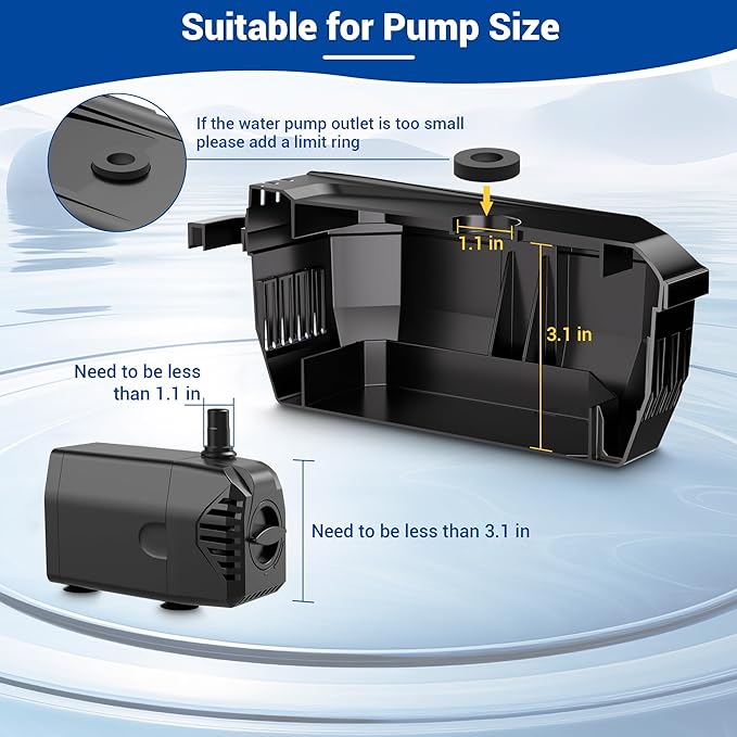 NFESOLAR Small Pond Filter for Outdoor Ponds Fish Tank 50-600 Gallon, Filter Box Protect Submersible Pump with Filter Pads, Bio-Balls and Ceramic Filter Rings N9200