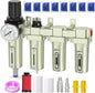 Industrial Grade 4-Stage Air Drying System, 1/2" NPT with Auto Drain, desiccant dryer, air regulator, Particulate Filter and Coalescing Filter for for Paint Spray， Plasma Cutter