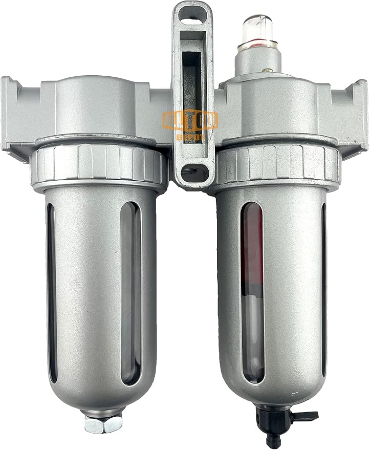 1/2" NPT MID FLOW 2 Stages Coalescing Filter Desiccant Dryer System For Compressed Air Lines, Poly Bowls, Great For Paint Spray And Plasma Cutter