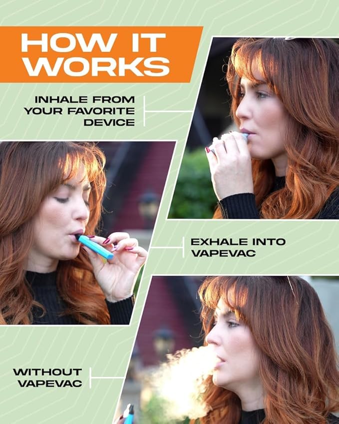 VapeVac(Registered AMZ Brand) – Pocket-Sized Personal Air Filter for Discreet Output Reduction | Minimizes Odor, Keeps Air Fresh | Not an Emission Device – 500+ Uses