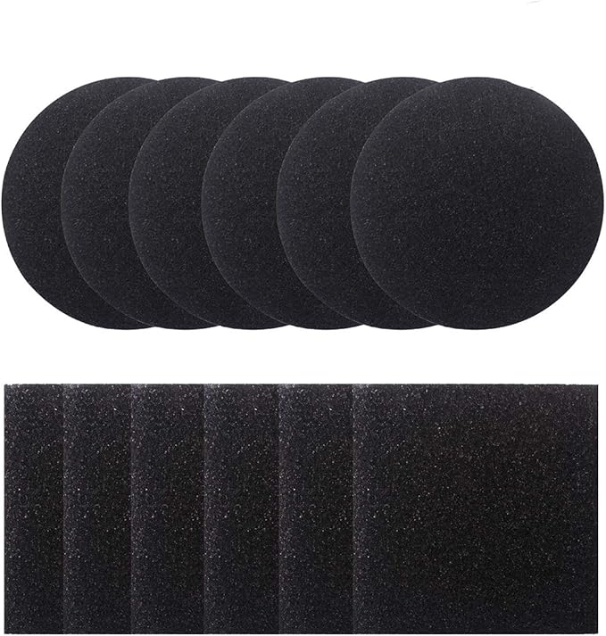 Compost Bin Filters, 12 Pieces Compost Pail Replacement Filters, 6 Round and 6 Square (Black)