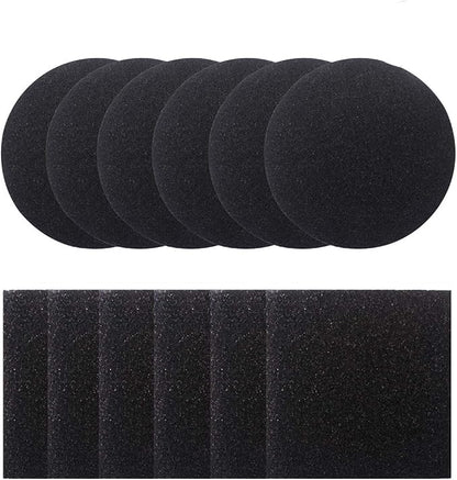 Compost Bin Filters, 12 Pieces Compost Pail Replacement Filters, 6 Round and 6 Square (Black)