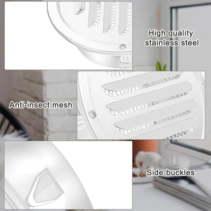 Zonon 18 Pcs Stainless Steel Soffit Vents 4 Inch Round Dryer Vent Cover with Mesh Screen for Home Outdoor Bathroom Wall Ceiling Outside Exterior Exhaust (White)