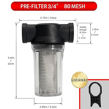 Water Pump Strainer Filter Inlet for High Pressure Washer, Sediment Filter Attachment, 80 Mesh Screen(3/4“ 80Mesh)