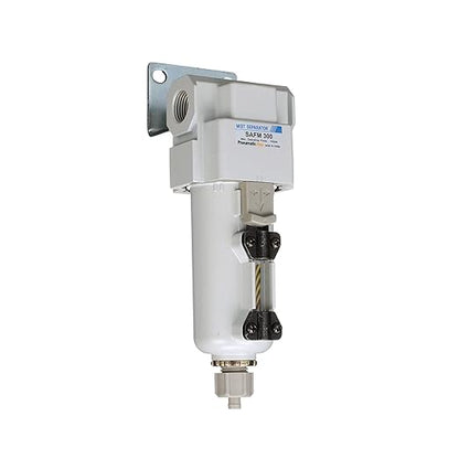 PneumaticPlus SAFM300-N03B-MEP Compressed Air Coalescing Filter, 0.1 Micron, 3/8" NPT - Metal Bowl, Manual Drain, Bracket