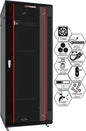 Sysracks 22U Wall Mount Server Rack Cabinet, 19” Locking Network Rack, 24” Deep, Glass Door, with Fan, PDU and Shelf