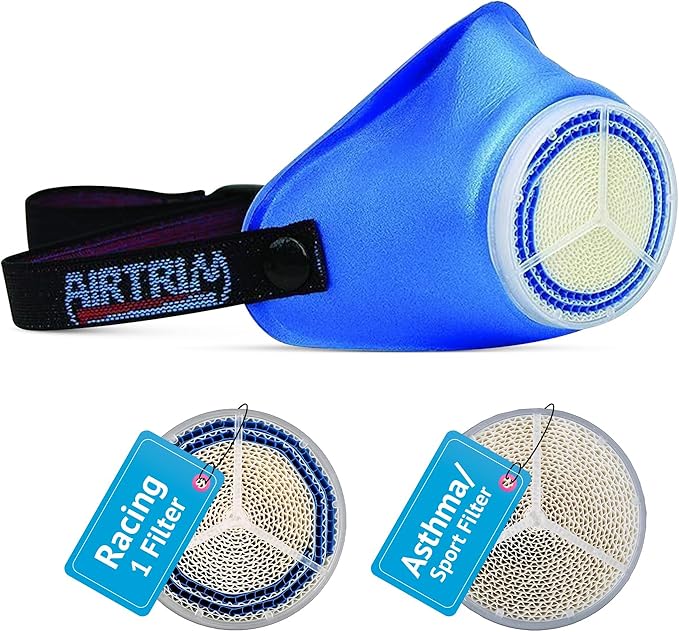 Cold-Weather Breathing Mask for Athletes & Cold-Air-Sensitive Users — Warms & Humidifies Inhaled Air — Includes 1 Asthma/Sport + 1 Racing #1 Filter