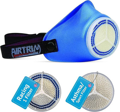 Cold-Weather Breathing Mask for Athletes & Cold-Air-Sensitive Users — Warms & Humidifies Inhaled Air — Includes 1 Asthma/Sport + 1 Racing #1 Filter