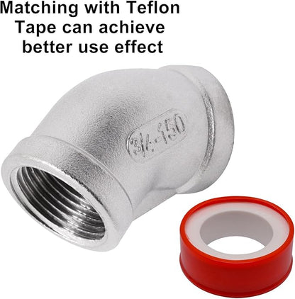 45 Degree Elbow 2PCS, 3/4" NPT Female x 3/4" NPT Female 304 Stainless Steel Pipe Fitting, Connector Coupler Apply to Outdoor/Garden/Industrial