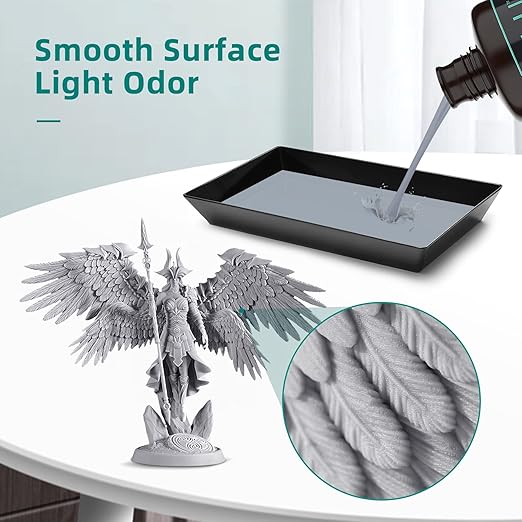 SUNLU 3D Printer Resin, 1kg Fast Curing Standard 3D Resin for LCD DLP SLA Resin 3D Printers, 395-405nm UV Light Curing 3D Printing Liquid Photopolymer Resin, Low Shrinkage, High Precision, 1000g, Grey