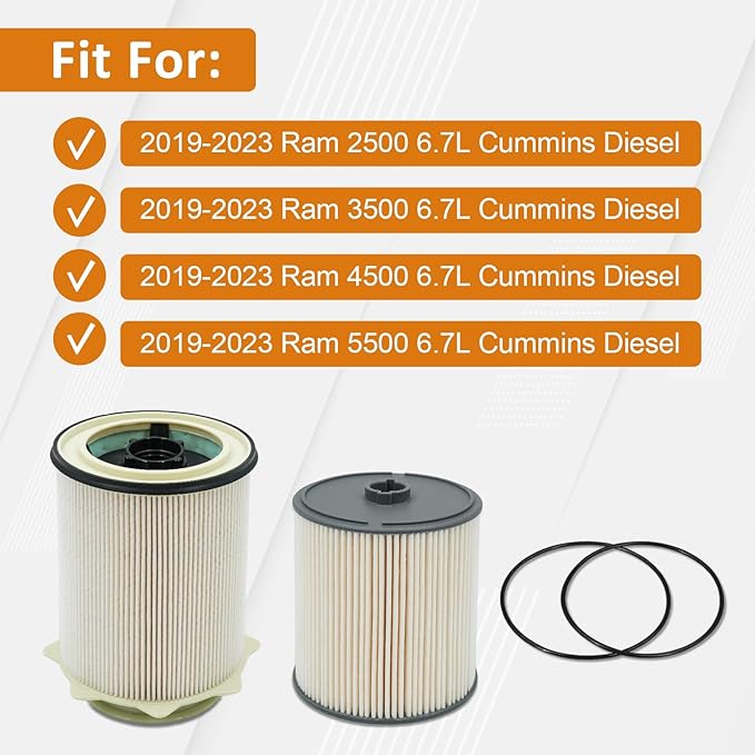 Marsram Fuel Filter Upgrade for 2019-2024 Ram 2500 3500 4500 5500 6.7 Cummins Diesel Fuel Filters for 2019 2020 2021 2022 2023 2024 Dodge Ram, Fuel Filter Water Separator Replace 68157291AA 68436631AA