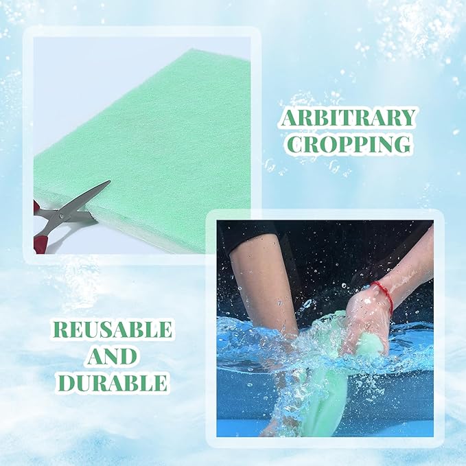 BOROLA 11.8×11.8 in Aquarium Filter Media Pad High-Density Bio Filter Sponge, Dual-Layer Water Purification Cotton, Cut Fish Filter Accessories Floss for Freshwater Saltwater Planted Tanks(3-Pack)