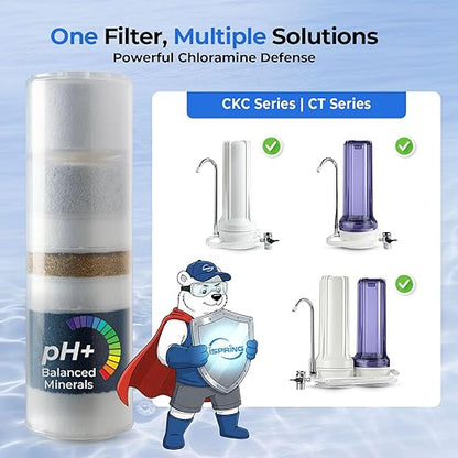 iSpring FCT10 Replacement Filter Cartridge for Countertop Water Filtration System, Multi-Stage Drinking Water Filter Cartridge
