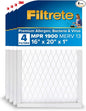 Filtrete 16x20x1 AC Furnace Air Filter, MERV 13, MPR 1900, Premium Allergen, Bacteria & Virus Filter, 3-Month Pleated 1-Inch Electrostatic Air Cleaning Filter, 4-Pack (Actual Size 15.69x19.69x0.78 in)