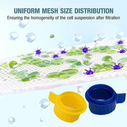 PEKYBIO 40um 70um 100um Cell Strainer Set, Stackable Handle Filter Screen with Nylon Screen Mesh and Polypropylene Frame, Sterile Cell Filter in Individual Blister Packaging, 3 Pcs