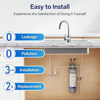 Stokk UR30 Under Sink Water Filter, Reduces Chlorine Bad Taste & Odor, 16000 Gallons Under Counter Water Filter Direct Connect to Kitchen Faucet, NSF/ANSI 42&372