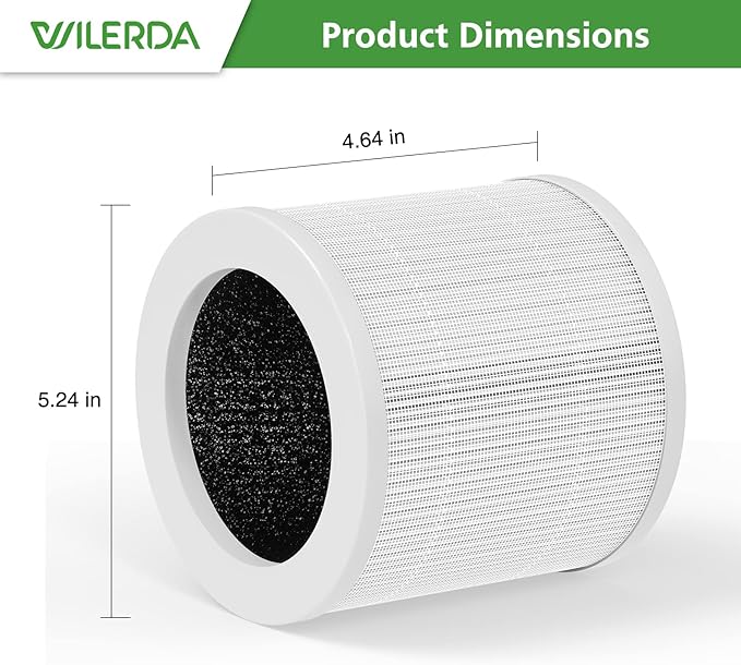 2 Pack A1 Replacement Filter Compatible with VEWIOR Air Purifier HQSC-50, HQKJ-80, AMEIFU AP01W, KOIOS HQKJ-50 Air Pur ifier, 3-in-1 HEPA Air Cleaner Filter