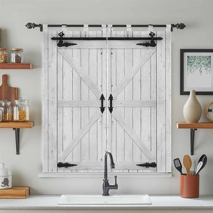 Farmhouse Wood Grain Bedroom Curtains 72 Inch Length, Window Curtains Tab Top, Vintage Country Barn Gate Grey Light Filtering Window Treatments Drapes 52"x72" 2 Panel