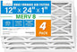 LotFancy 12x24x1 Air Filter MERV 8 4-Pack, Electrostatic Pleated Furnace & AC Filter, Captures Dust, Pet Hair, Pollen, Actual Size: 11.75"x23.75"x0.75"