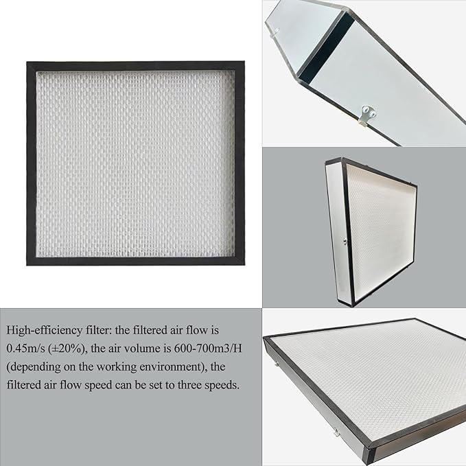 HEPA H14 Filtration Laminar Flow Hood,FFU,Updated Fan Filter Unit, Laminar Air Flow Hood (22.6”x22.6”110V), 100/ISO Class 5 Cleanliness, for laboratory/clean rooms/Mushroom with Safety Lock