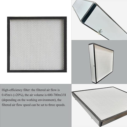 HEPA H14 Filtration Laminar Flow Hood,FFU,Updated Fan Filter Unit, Laminar Air Flow Hood (22.6”x22.6”110V), 100/ISO Class 5 Cleanliness, for laboratory/clean rooms/Mushroom with Safety Lock