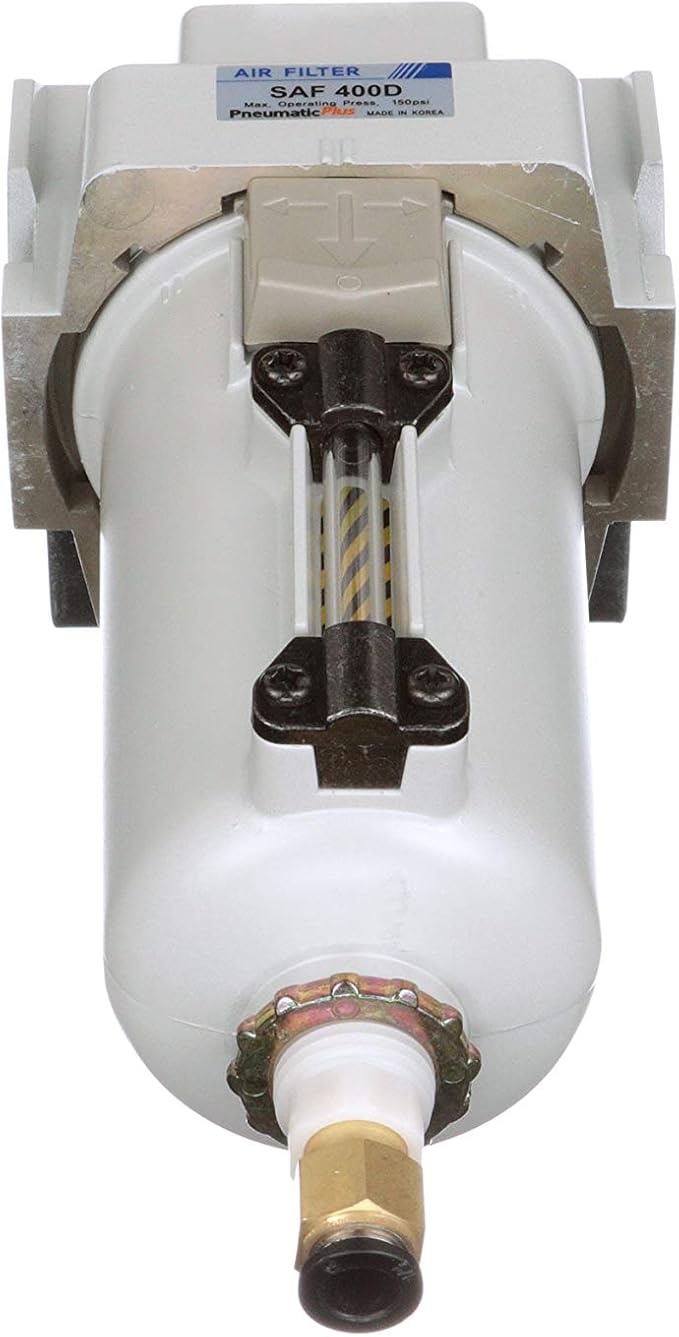 PneumaticPlus SAFD400-N04BD-MEP Compressed Air Coalescing Filter, 0.01 Micron 1/2" NPT - Metal Bowl, Auto Drain, Bracket