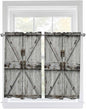 Vintage Gate Kitchen Curtains 54 Inches Length, Farmhouse Wooden Grain Shabby Chic Door Window Treatment Curtain Drapes, Thermal Insulated Drapes for Basement Hotel RV, 42"x54", 2 Panels
