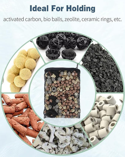 Pawfly 8 Pcs Aquarium Filter Media Bags, Fish Tank Coarse Mesh Bag with Plastic Zipper Soft Aquarium Mesh Bag for Activated Carbon, Bio Filter Balls, Filter Stones, Ceramic Rings(8" x 5.5")