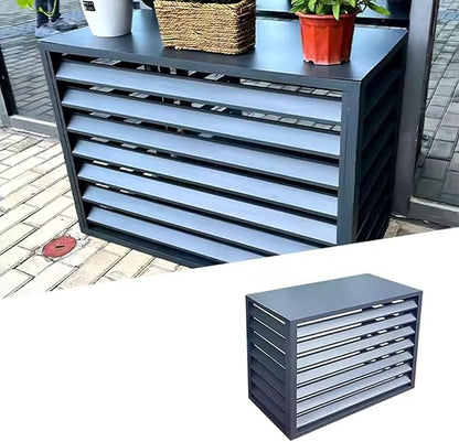 Split Air Conditioner Fence Privacy Screen 4 Panel, Aluminum Air Conditioner and Heat Pump Cover, Trash can Enclosure, Outdoor Flower Stand (Black 100x50x70cm/39x20x28in)