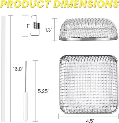 SheeChung RV Furnace Vent Screen, Flying Insect Screen Water Heater Cover for Camper, 4.5 x 4.5 x 1.3 Inch and RV Water Filter 4 Pack with Flexible Hose Protector