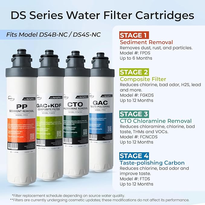 iSpring Bottleless Water Dispenser with Built-in 4-Stage Filtration, Chloramine Removal, Water Cooler Dispenser - Hot, Cold, Room Temp, Self Cleaning, Black，Model: DS4B-NC