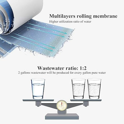 Geekpure 6-Stage Reverse Osmosis RO Drinking Water Filter System with Alkaline pH+ Filter-75 GPD