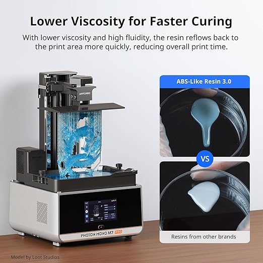 ANYCUBIC ABS-Like Resin 3.0, Upgraded 14K 3D Printer Resin with Enhanced Strength and Toughness, High Precision, Low Odor, Wide Compatibility for All LCD Resin 3D Printers (Clear Blue, 1kg)