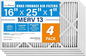 LotFancy 16x25x1 Air Filter MERV 13 4-Pack, Electrostatic Pleated HVAC Furnace Air Filter, Captures Pet Dander Smog Smoke, Actual Size: 15.75"x24.75"x0.75"