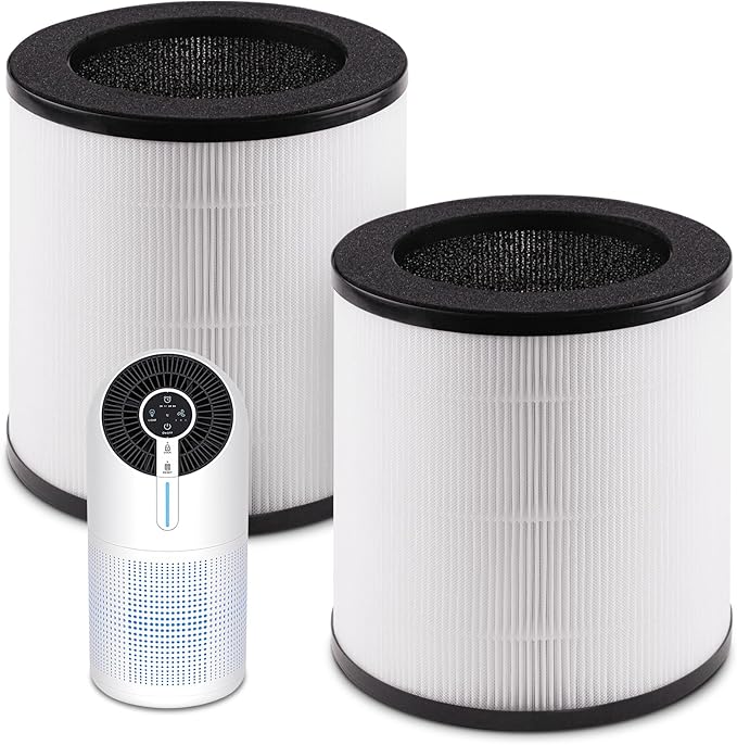 M02 Replacement Filter Compatible with Mooka M02 Air Purifier, M02 H13 True HEPA and Pre-Filter 3-in-1 High-Efficiency 3 Stages Filtration, 2 Pack