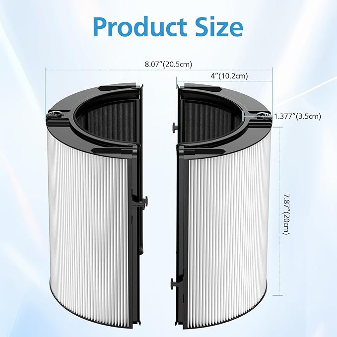 Combi 360°Glass HEPA+Activated Carbon Filter For Dyson HP1 HP2 TP09 TP07 TP06 TP04 TP10 TP7A HP04 HP06 HP07 HP09 HP10 HP4A HP7A PH01 PH02 PH03 PH04 PH3A DP04 PC1 PC2 Air Purifier, #965432-01