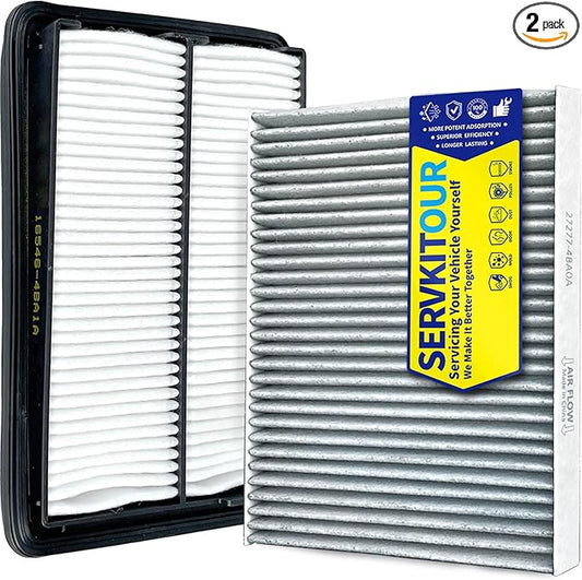Engine Cabin Air Filter Set for Rogue 2.5L Gas (2014-2020)/ 2.0L Hybrid (2017-2019), Rogue Sport (2017-2022), Qashqai (2017-2023), Replace 16546-4BA1A, 27277-4BA0A