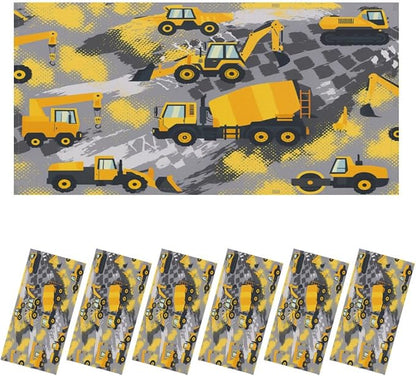 6 Pcs Fluorescent Light Covers for Ceiling Lights Yellow Construction Vehicles Excavators Cranes Trucks Gray Decorative Magnets Light Filters for Office Home Classroom Must Haves 4’ x 2’
