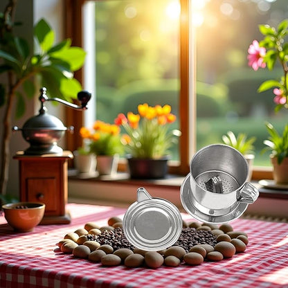 2 Sets Vietnamese Coffee Filter Stainless Steel Coffee Pot Drip Infuse Cup Brewing Teapot No Need Paper Drip Coffee Pot Machine Filter Attractive processing
