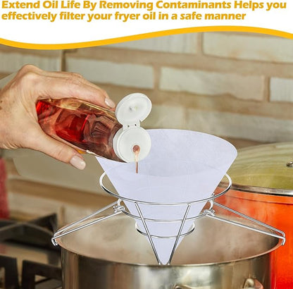 Tandefio 16 Pcs Maple Syrup Filter Set 1 Maple Syrup Filter 15 Cloth Filter Cones Deep Fryer Oil Filter Stand Non Woven Filter Cone Cooking Oil Filter for Maple Syrup Making and Oil