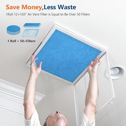 Torjim 12" x 120" MERV 8 Air Vent Filter, Easy Cut to Fit Air Vent Filter for Home Floor, Ensure Air fresher Air Vent Filter for Ceiling, Air Conditioner, Grilles, Air Vents