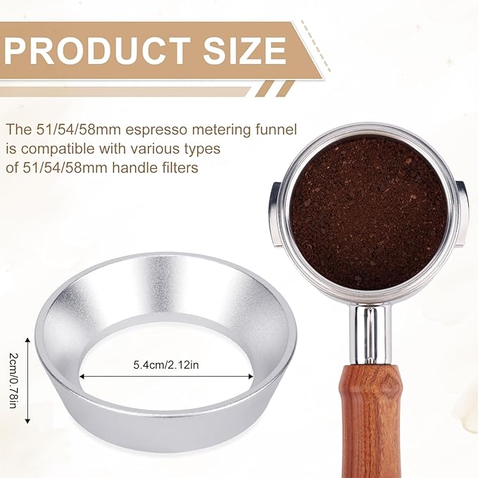 54mm12 Magnetic Dosing Funnel, Espresso Dosing Funnel Aluminum Magnetic Portafilter Funnel with 2 Mesh Filter Coffee Dosing Ring for Kitchen Coffee Shop