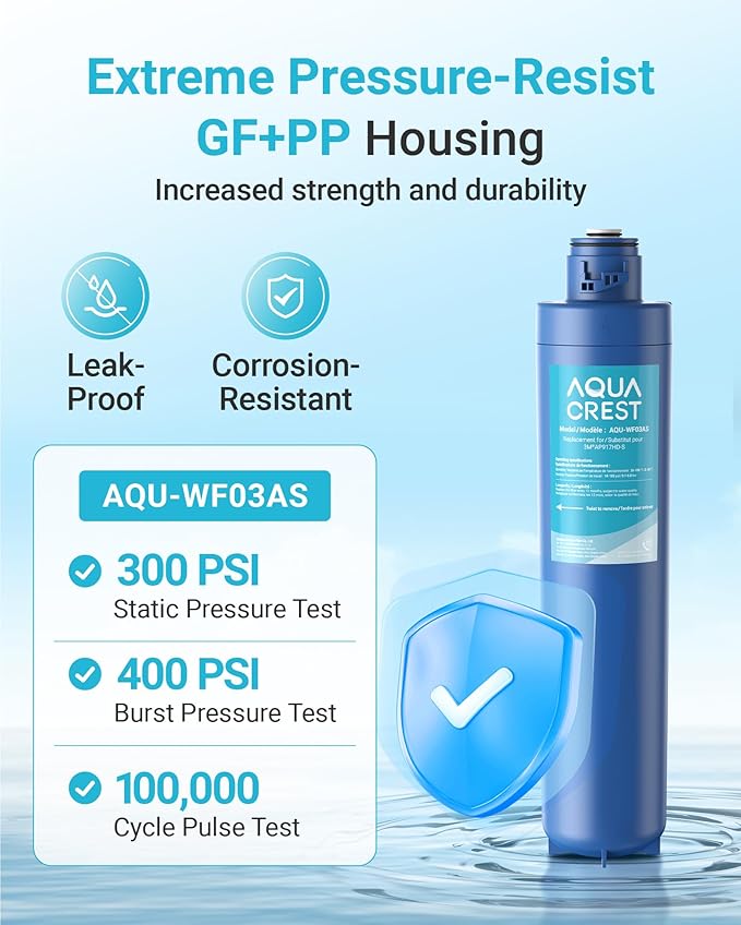 AQUA CREST W03AS Whole House Water Filter, Replacement for Aqua-Pure® AP917HD-S, Compatible with 3M® Aqua-Pure® AP904 System, Reduces Chlorine Taste and Odor, Inhibits Scale, 100000 Gallons, 1 Pack