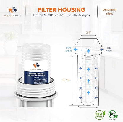 Aquaboon 5 Micron 10 x 2.5 Grooved Sediment Water Filter Replacement for Whole House Filter Cartridge Compatible with AP110, WHKF-GD05, CFS110, 25-Pack
