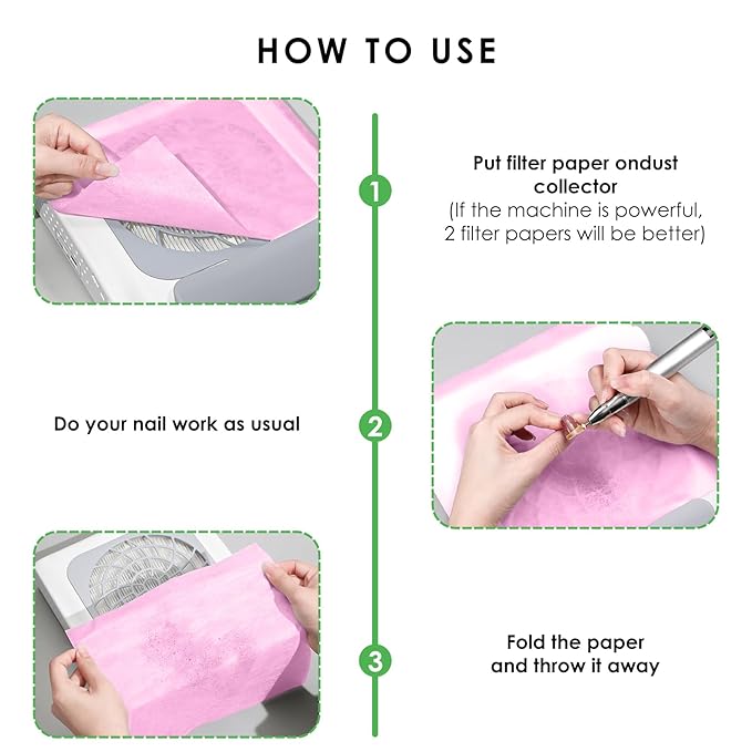300 Sheets Nail Dust Collector Filter Paper: Disposable Dust Vacuum Filter for Most Nail Dust Fan Extractor Machine, Dust Cleaner Replacement Filter Paper Nail Tech Supplies Accessories for Home Salon