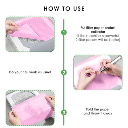 300 Sheets Nail Dust Collector Filter Paper: Disposable Dust Vacuum Filter for Most Nail Dust Fan Extractor Machine, Dust Cleaner Replacement Filter Paper Nail Tech Supplies Accessories for Home Salon