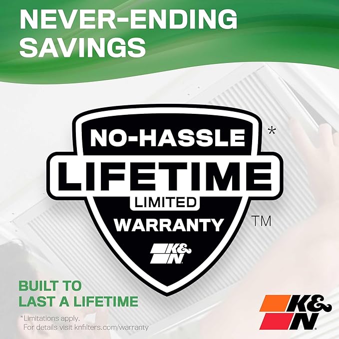 K&N 10X20X1 HVAC Furnace Air Filter, Lasts a Lifetime, Washable, Merv 8, the Last HVAC Filter You Will Ever Buy, Breathe Safely at Home or in the Office, HVC-8-11020