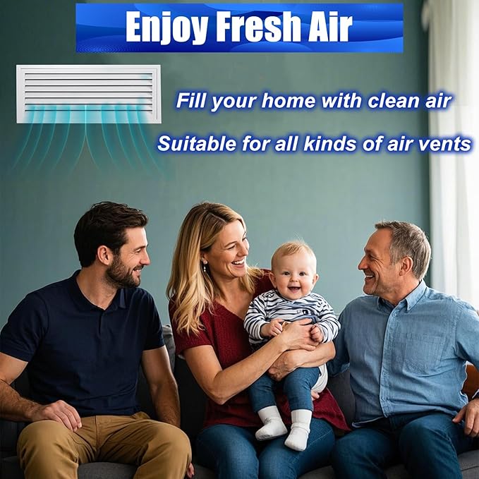 Air Vent Filters Roll, 12" x 90" Cut to Size Air Filters with 66PCS Hook&Loop Fasteners(35+ Filters), MERV 8 Triple Filtration Vent Filter Material for Home Floor, Ceiling, HVAC, Grilles (12x90 inch)