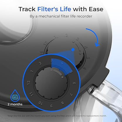 Waterdrop Glass Water Filter Pitcher with 1 Filter, Eco-Friendly, with NSF 53&42&372 Certified Filter, 7-Cup, Reduces PFOA/PFOS, Chlorine, Cadmium, Copper, Mercury, BPA Free, Easy to Clean, Black