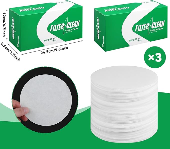600 Pack Milk Filter Discs Quick Flow Non-gauze Small 4-9/16" Od Replacement Filters Disks for Raw Milk Strainer 200 Discs Per Box